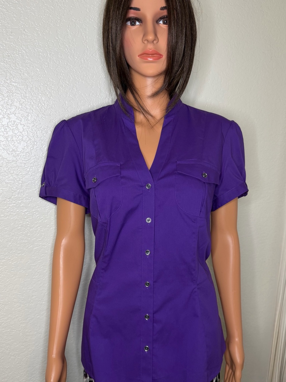 Express Purple Utility Button Down Shirt